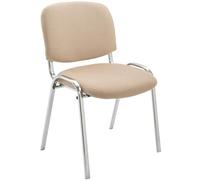 CLP Silla de conferencia Ken Chrom en tela apilable sin ruedas, base de metal Crema