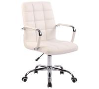 CLP Silla De Escritorio Deli En Cuero Sintético | Silla Ejecutiva Giratoria & Regulable en Altura I Silla De Oficina con Ruedas, Color:Blanco