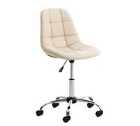 CLP Silla De Escritorio Emil En Simil Cuero & Base con Ruedas I Silla De Ordenador Altura Regulable & Giratoria | Color Crema