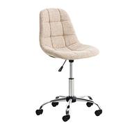 CLP Silla De Escritorio Emil Tapizada En Tela & Base con Ruedas I Silla De Ordenador Altura Regulable & Giratoria Color:Crema