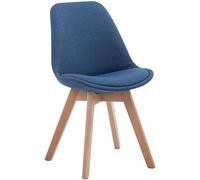 CLP Silla De Espera Borneo V2 Tapizada En Tela I Silla De Comedor En Estilo Nórdico I Butaca De Salón con Base De Madera I Color:, Color:Azul, Color del Marco:Natura