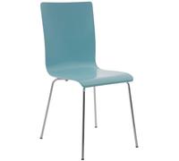 CLP Silla de Espera Pepe I Silla para Visitas con Asiento de Madera I Silla de Conferencia con Soporte Metálico Estable Color:Azul Claro