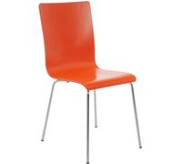 CLP Silla de Espera Pepe I Silla para Visitas con Asiento de Madera I Silla de Conferencia con Soporte Metálico Estable Color:Naranja