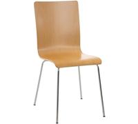 CLP Silla de Espera Pepe I Silla para Visitas con Asiento de Madera I Silla de Conferencia con Soporte Metálico Estable | Color Natura