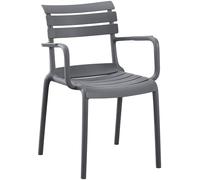 CLP Silla de Jardin apilable con reposabrazos Joliya, Silla de Exterior de Polipropileno Resistente a la Intemperie y a los Rayos UV, Color:Gris Oscuro