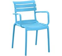 CLP Silla de Jardin apilable con reposabrazos Joliya, Silla de Exterior de Polipropileno Resistente a la Intemperie y a los Rayos UV, Color:Azul