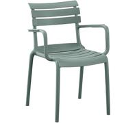 CLP Silla de Jardin apilable con reposabrazos Joliya, Silla de Exterior de Polipropileno Resistente a la Intemperie y a los Rayos UV, Color:Oliva
