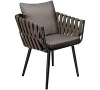CLP Silla de jardín Efecto Mimbre con cojín Lombardia Taupe, apoyabrazos y Protectores, para terraza o balcón, soporta hasta 150 kg | Color Gris