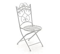 CLP Silla de Jardín Plegable Indra I Silla Plegable en Hierro I Silla de Exterior en Estilo Rústico I Color:, Color:Blanco Envejecido