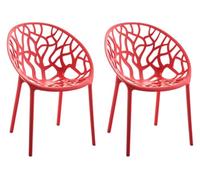 CLP Silla de jardín Set de 2, apilable y Resistente al Clima, Moderno con reposabrazos fijos, Estructura de plástico, Hope, Color:Rojo