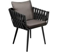 CLP Silla de jardín Trenzada con cojín Lombardia Antracita con reposabrazos y Protectores, soporta hasta 150 kg, Ideal terraza o balcón | Color Gris