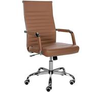 CLP Silla De Oficina Amadora En Polipiel o Tela I Silla Ejecutiva con Ruedas & Reposabrazos I Silla De Escritorio, Color:marrón Claro, Material:Cuero Sintetico