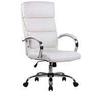 CLP Silla De Oficina Bradford En Simil Cuero o Tela I Silla De Escritorio con Ruedas Regulable En Altura & Giratorio I Color:Blanco;Material:Cuero Sintetico