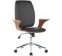 CLP Silla de oficina Burbank giratoria – Ejecutiva en polipiel, estructura madera, Nuez/Negro
