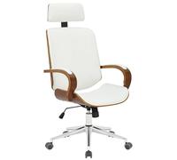 CLP Silla de Oficina Dayton con reposacabezas, giratoria Regulable en Altura, Polipiel, Funcion basculante, hasta 150 kg | Color Nuez/Blanco