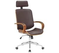 CLP Silla de Oficina Dayton con reposacabezas, giratoria Regulable en Altura, Polipiel, Funcion basculante, hasta 150 kg Color:Nuez/marrón