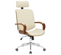 CLP Silla de Oficina Dayton con reposacabezas, giratoria Regulable en Altura, Polipiel, Funcion basculante, hasta 150 kg | Color Nuez/Crema