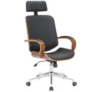 CLP Silla de Oficina Dayton con reposacabezas, giratoria Regulable en Altura, Polipiel, Funcion basculante, hasta 150 kg | Color Nuez/Negro