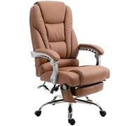 CLP Silla de oficina Pacific V2 - Masaje, polipiel, regulable en altura y giratoria - Marrón claro