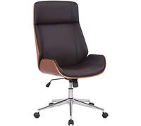 CLP Silla de Oficina ergonómica con reposabrazos Varel, Silla de Escritorio con Moderna Estructura giratoria y Regulable en Altura, Color:Nuez/marrón