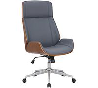 CLP Silla de Oficina ergonómica con reposabrazos Varel, Silla de Escritorio con Moderna Estructura giratoria y Regulable en Altura | Color Nuez/Gris