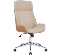 CLP Silla de Oficina ergonómica con reposabrazos Varel, Silla de Escritorio con Moderna Estructura giratoria y Regulable en Altura, Color:Natural/Crema