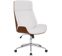 CLP Silla de Oficina ergonómica con reposabrazos Varel, Silla de Escritorio con Moderna Estructura giratoria y Regulable en Altura Color:Nuez/Blanco