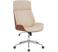 CLP Silla de Oficina ergonómica con reposabrazos Varel, Silla de Escritorio con Moderna Estructura giratoria y Regulable en Altura, Color:Nuez/Crema
