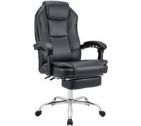 CLP Silla de oficina Castle - ergonómica, reposapiés extraíble, giratoria, ajustable - Negro