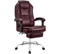 CLP Silla de oficina Brostuhl Castle – Acolchada cuero sintético, reposapiés extraíble, ajustable
