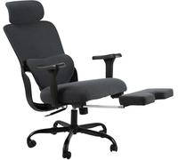 CLP Silla de Oficina ergonómica con reposapiés Leesburg, con reposabrazos 3D, Apoyo Lumbar, Capacidad de Carga de hasta 150 kg, Color:Negro/Negro