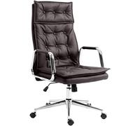 CLP Silla de Oficina ergonómica de Cuero Sotira, Ajustable en Altura sin escalonamientos y giratoria 360°, Silla giratoria con Ruedas Suaves Color:marrón