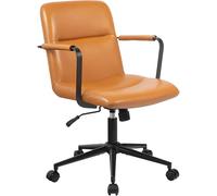 CLP Silla de Oficina ergonómica Hilda, Regulable en Altura giratoria, con Mecanismo de inclinación y reposabrazos, tapizado de Cuero | Color marrón