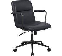 CLP Silla de Oficina ergonómica Hilda, Regulable en Altura giratoria, con Mecanismo de inclinación y reposabrazos, tapizado de Cuero, Color:Negro