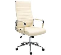 CLP Silla de Oficina ergonómica Kolumbus de Cuero auténtico, Silla de Escritorio Regulable en Altura, Capacidad de Carga hasta 150 kg Color:Crema