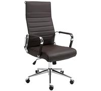 CLP Silla de oficina Kolumbus – cuero auténtico, ajustable y giratoria – Marrón 66x58x105cm