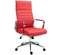 Silla de oficina kolumbus de cuero auténtico rojo 66x58x105 cm