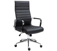 CLP Silla de Oficina ergonómica Kolumbus de Cuero auténtico, Silla de Escritorio Regulable en Altura, Capacidad de Carga hasta 150 kg | Color Negro