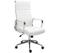 CLP Silla de Oficina ergonómica Kolumbus de Cuero auténtico, Silla de Escritorio Regulable en Altura, Capacidad de Carga hasta 150 kg | Color Blanco