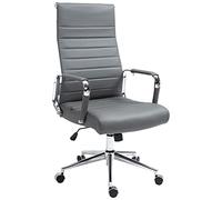CLP Silla de oficina Kolumbus — ergonómica, cuero auténtico, regulable en altura, hasta 150 kg, gris