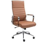CLP Silla de Oficina ergonómica Kolumbus de Cuero auténtico, Silla de Escritorio Regulable en Altura, Capacidad de Carga hasta 150 kg | Color marrón Claro