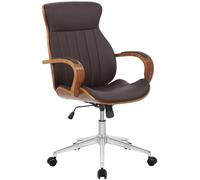 CLP Silla de Oficina ergonomica Melilla, Altura Regulable y giratoria, Respaldo reclinable con Bloqueo y reposabrazos de Polipiel Color:Nuez/marrón