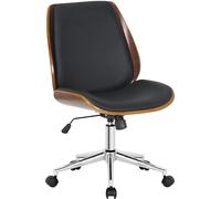 CLP Silla de oficina Mitch, ergonómica, regulable en altura, giratoria, carcasa madera, Nogal/Negro, cromado