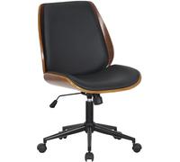 CLP Silla de Oficina ergonómica Mitch, Regulable en Altura, giratoria con Carcasa de Madera y función basculante, Ideal para casa y Oficina., Color:Nuez/Negro, Color del Marco:Negro