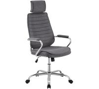CLP Silla de Oficina ergonómica Rako, Ajustable en Altura, giratoria, con tapizado de Tela, Respaldo con reposacabezas, reposabrazos Acolchados Color:Gris Oscuro