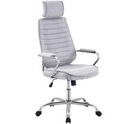 CLP Silla de Oficina ergonómica Rako, Ajustable en Altura, giratoria, con tapizado de Tela, Respaldo con reposacabezas, reposabrazos Acolchados Color:Gris Claro