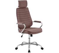 CLP Silla de Oficina ergonómica Rako, Ajustable en Altura, giratoria, con tapizado de Tela, Respaldo con reposacabezas, reposabrazos Acolchados Color:marrón