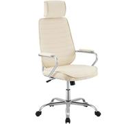 CLP Silla de Oficina ergonómica Rako, Ajustable en Altura, giratoria, con tapizado de Tela, Respaldo con reposacabezas, reposabrazos Acolchados Color:Crema