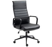 CLP Silla de oficina Kolumbus – símil cuero, base metálica con ruedas, ergonómica regulable, negro
