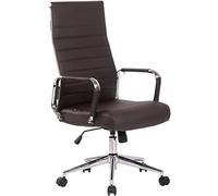CLP Silla De Oficina Kolumbus En Simil Cuero & Base De Metal con Ruedas I Silla De Escritorio Ergonómica & Regulable En Altura, Color:marrón